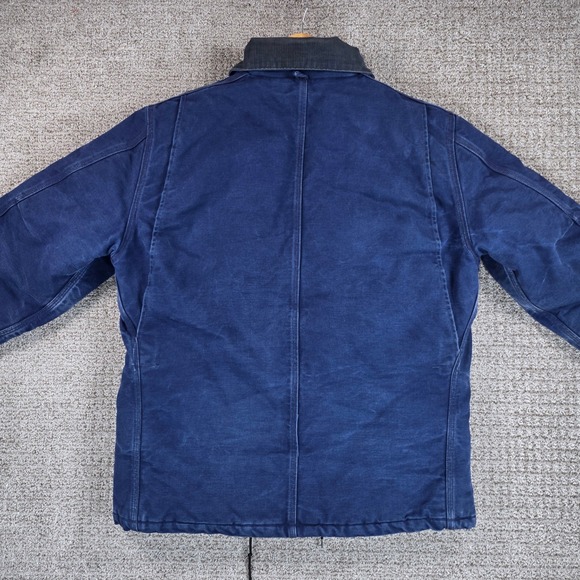 Vintage Carhartt C26 NVY Navy Mens Blue Work Chore Coat Jacket Size Large - Picture 5 of 16